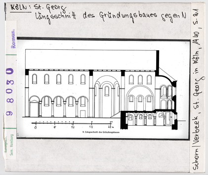 Vorschaubild Köln: St. Georg, Längsschnitt des Gründungsbaues gegen Norden 